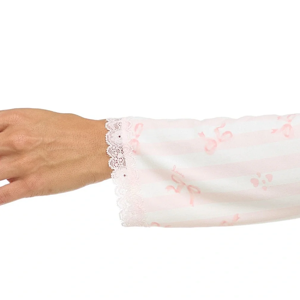 NWT Flora Nikrooz 2-Piece Pink Bows Pajama Set - Picture 9 of 15